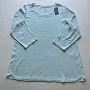 J. Jill Pima Cotton 3/4 Sleeve Scoop Neck Pullover Casual Tee L